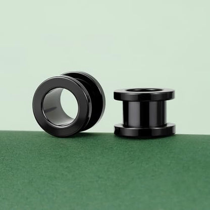 TBOSEN Precise Dimensions Stainless Steel Set Double|Single Flare Tunnel Screw Gauge Ear Expander Stretching Kit Piercing Mixed Size - color: Black-Screw Fit, size: 1.6-10mm(14G-00G)