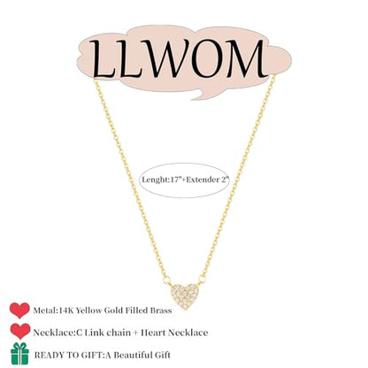 LLWOM Gold Necklace for Women-14k Gold Plated Infinity Necklace Star Of David Necklace Evil Eye Cross Pendants Heart Dainty Gold Necklace For Women - color: Gold-19 Zircon Hearts