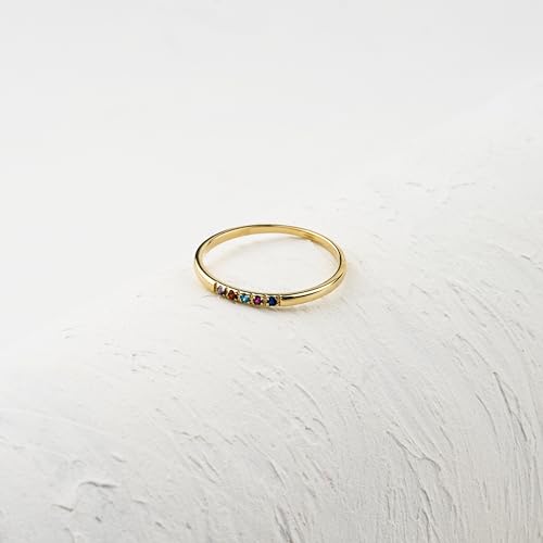 Dainty Multi-Stone Ring, 1-10 selectable Birthstones Ring, Minimalist Ring, Handmade Family Ring, Custom Ring, Personalized Gift, Mothers Day Gift, 14K gold & 925K Silver Ring - style: 3 birthstones