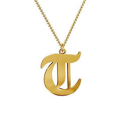 Women's Old English Initial Necklace 18K Gold Plated Stainless Steel Letter Pendant Gift - style: T