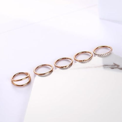 FUNLMO 3Pcs Nose Rings Double Hoop Nose Ring Conch Daith Tragus Helix Rook Piercing Jewelry Surgical Steel Cartilage Earring Conch Hoop Earring Septum Jewelry Lip Ring - color: Style 3: Rose gold,5pcs