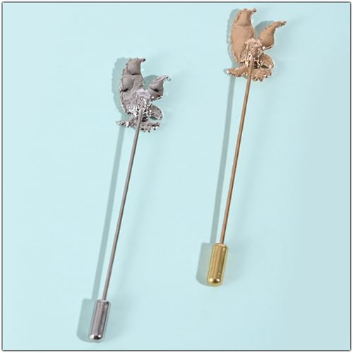 Dreuyet Simple Gold Silver Plated Long Brooch Pins with Cute Animal Antlers Leaves Plant Bees Rabbits Rose Flower Feather Brooch Jewelry for Women Men Elegant Suit Collar Lapel Pin - style: Eagle