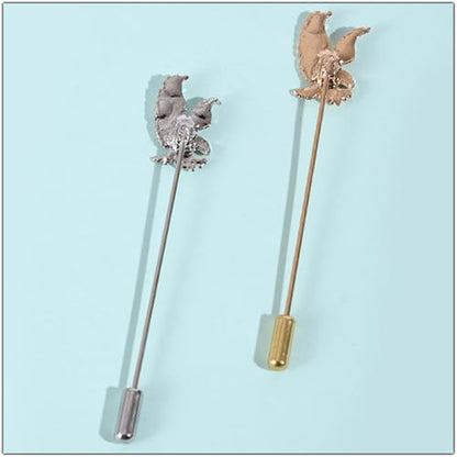 Dreuyet Simple Gold Silver Plated Long Brooch Pins with Cute Animal Antlers Leaves Plant Bees Rabbits Rose Flower Feather Brooch Jewelry for Women Men Elegant Suit Collar Lapel Pin - style: Eagle