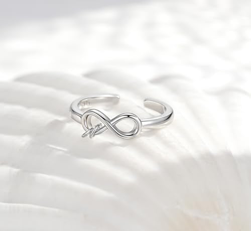 Step Forward 925 Sterling Silver Toe Rings for Women - Adjustable Infinity Daisy Starfish Butterfly Stylish Toe Ring Band for Woman - Summer Vacation Beach Boho Foot Jewelry Gifts - style: Infinity