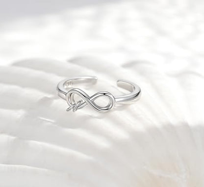 Step Forward 925 Sterling Silver Toe Rings for Women - Adjustable Infinity Daisy Starfish Butterfly Stylish Toe Ring Band for Woman - Summer Vacation Beach Boho Foot Jewelry Gifts - style: Infinity