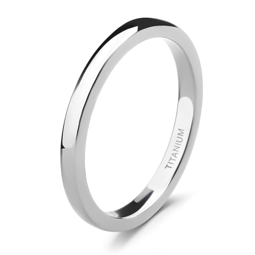 TIGRADE 2mm 4mm 6mm 8mm 10mm Titanium Ring Plain Dome High Polished Wedding Band Comfort Fit Size 3-15 - color: Silver 2mm