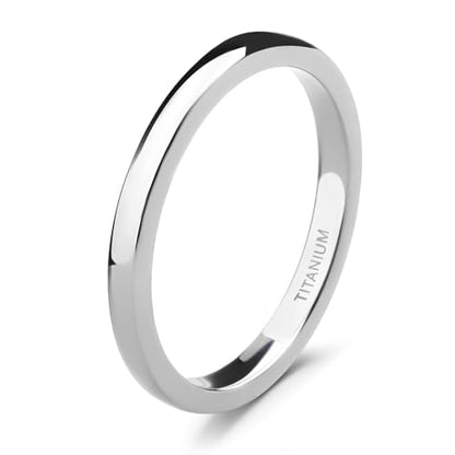 TIGRADE 2mm 4mm 6mm 8mm 10mm Titanium Ring Plain Dome High Polished Wedding Band Comfort Fit Size 3-15 - color: Silver 2mm