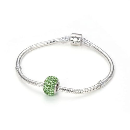 Adabele 1pc Solid 925 Sterling Silver Jan-Dec Birthstone Bead Charm - color: August