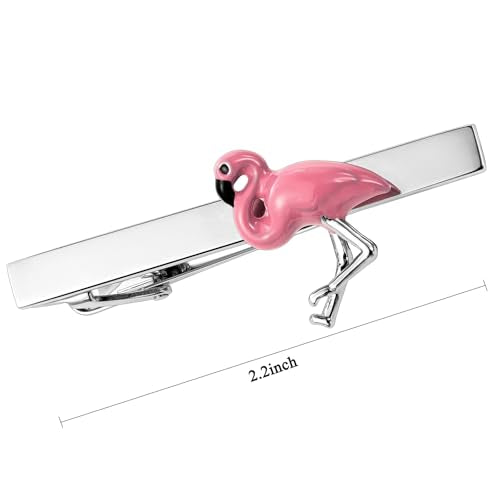 HAWSON Tie Clips for Men Unique,Fun Animal/Musical/Nautical Tie Clip,Novelty Personalized Mens Tie Bar,Accessories Business Wedding Gifts - style: Flamingo