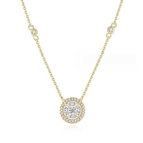 Gold Plated Geometric Style Sparkly Dainty Rectangle Teardrop Shaped AAAAA Australia Crystal with Cubic Zirconia Y Necklace Fashion Jewelry for Women & Teen Girls - color: Round Necklace Gold