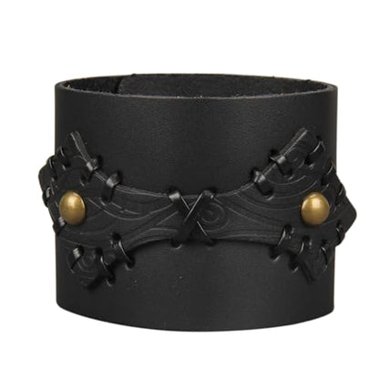 GelConnie Punk Leather Cuff Bracelet Adjustable Straps Wrap Bracelets Arm Armor Cuff Gothic Leather Wristbands for Men, Women - color: MLPB104-Black