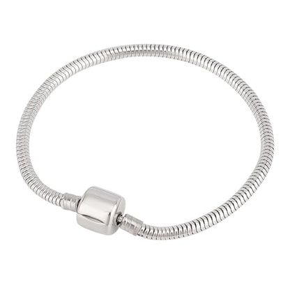 PH PandaHall 1 Pack European Charm Bracelet Stainless Steel Snake Chain with Barrel Snap Clasp for Women Fits European Style Charm Beads 7.1 Inches