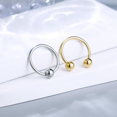 12G & 16G Septum Rings - Surgical Steel Septum Piercing Jewelry Horseshoe & Snake Bite Rings, Daith Rook Earrings for Women & Men - color: 14G 14MM
