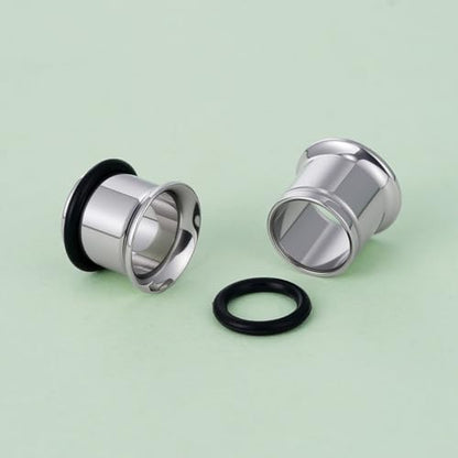 TBOSEN Precise Dimensions Stainless Steel Set Double|Single Flare Tunnel Screw Gauge Ear Expander Stretching Kit Piercing Mixed Size - color: Silver-Single Flare, size: 1.6-10mm(14G-00G)