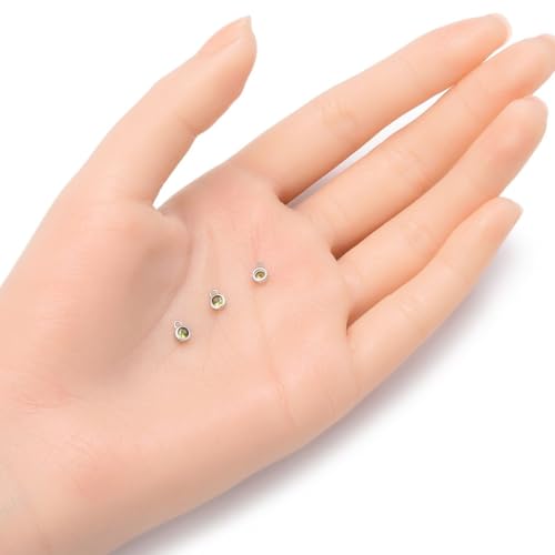 Adabele 2pcs Real 925 Sterling Silver CZ August Birthstone Charm Drop 4mm | Tiny Small, Tarnish Resistant 92.5 Silver Sparkle Peridot Green Cubic Zirconia Dangles Closed Loop Craft Jewelry Making - color: August, size: 4mm (0.16")/Tiny - 2pcs