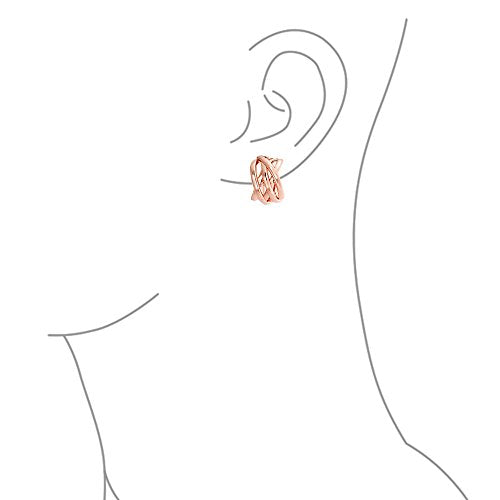Bling Jewelry Casual Wide Criss Cross Clip On Earrings For Women Lightweight Non Pierced Ears Rhodium Plated Rose Yellow Gold Plated - color: Pink