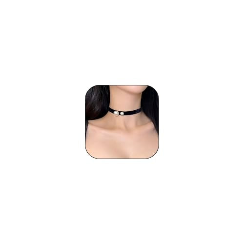 Bow Necklace for Women Dainty Velvet Ribbon Choker Necklaces Red Black Bow Choker Pearl Bell Heart Pendant Necklace Winter Holiday Necklace Cute Bow Knot Necklace for Christmas New Year Gifts - color: Black choker