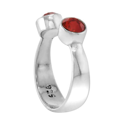Sterling Silver Birthstone Colors Crystal Toe Ring for Women Open Top Midi Ring Knuckle Ring Adjustable sizes 2 to 4 - style: Ruby Red
