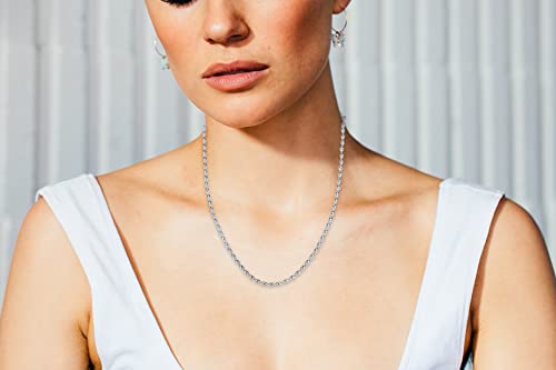 Savlano 925 Sterling Silver Oval Rice Bead Strand Chain Necklace For Women - Made in Italy Comes With a Gift Box - style: 1.8MM