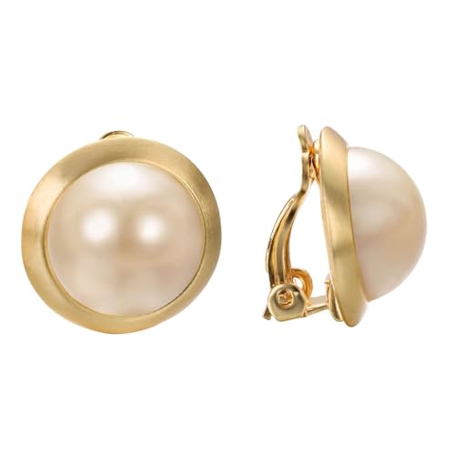 Vintage Pearl Clip On Earrings For Women Non Pierced Earrings | Large Rhinestone Earring Round Pearl Earrings Wedding Jewelry - style: Faux Pearl Clip On Earrings