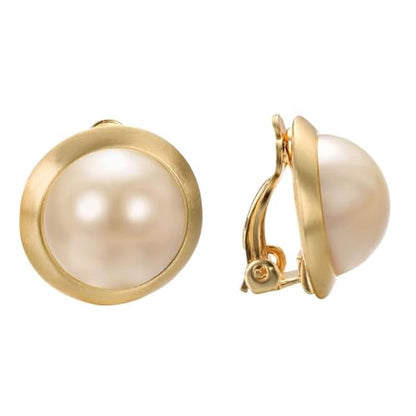 Vintage Pearl Clip On Earrings For Women Non Pierced Earrings | Large Rhinestone Earring Round Pearl Earrings Wedding Jewelry - style: Faux Pearl Clip On Earrings