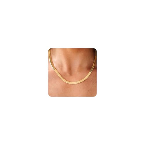 CHESKY Gold Necklace for Women 14K Plated/S925 sterling silver Snake Chain | Dainty Gold Necklace,Thin Chunky Chain,Simple Choker Necklaces for Women,Non tarnish Trendy Jewelry, Gifts for Women - color: gold, style: 5mm 16.5 inch snake