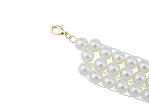 Coiris Boho African Wooden or Acrylic Beaded Bib Statement Necklace Strands Layered Cluster Chunky Collar Choker Wood Necklace for Women Fashion Costume Jewelry - color: Pearl