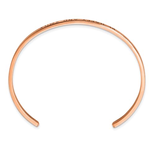 Chisel Be Happy and Smile Crystal Cuff Bangle in Rose-Tone Stainless Steel