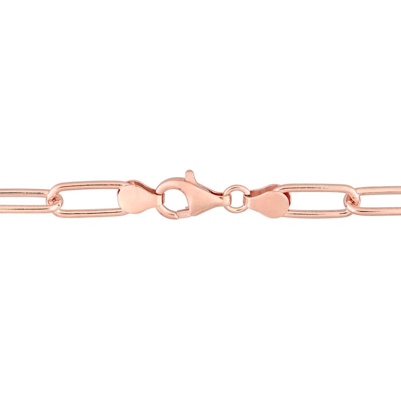 Italian Sterling Silver Paperclip Link Bracelet - Men & Women - 3.5mm, 5mm, 6mm - Available in Sterling Silver, Yellow Gold, Rose Gold - 9 inch, 7.5 inch - color: Rose, size: 6MM