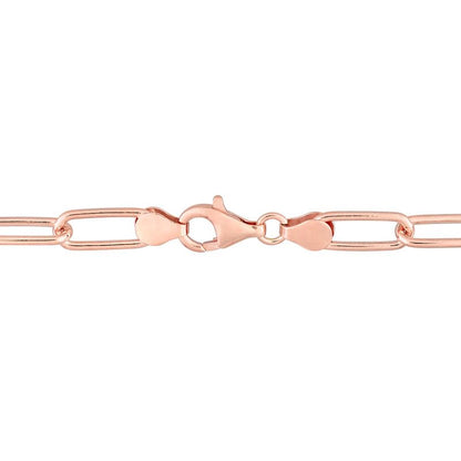 Italian Sterling Silver Paperclip Link Bracelet - Men & Women - 3.5mm, 5mm, 6mm - Available in Sterling Silver, Yellow Gold, Rose Gold - 9 inch, 7.5 inch - color: Rose, size: 6MM