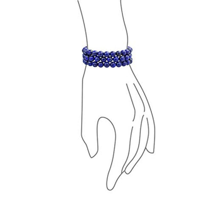 Bling Jewelry Genuine 8MM Gemstone Ball Bead Stretch Bracelet Stackable (3 Set) - color: Blue Lapis
