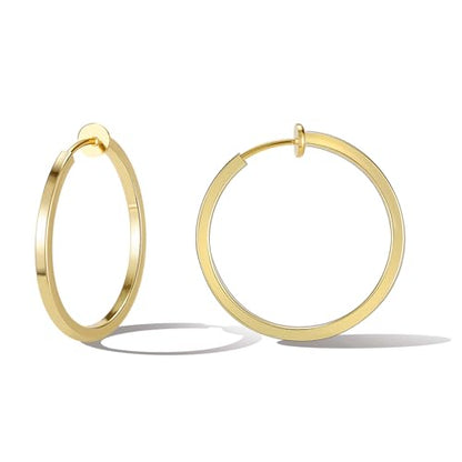 Clip On Hoop Earrings For Women No Piercing Earrrings Spring Hoops for Non-Pierced Ears - color: 3cm/1.18"-gold