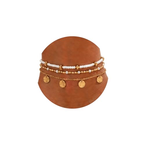 Smilelife Seashell Ankle Bracelets for Women Starfish Bracelets Layered Boho Puka Shell Anklet Cowrie Shell Bracelets Hawaiian Summer Beach Foot Chain Jewelry - color: SeaShell