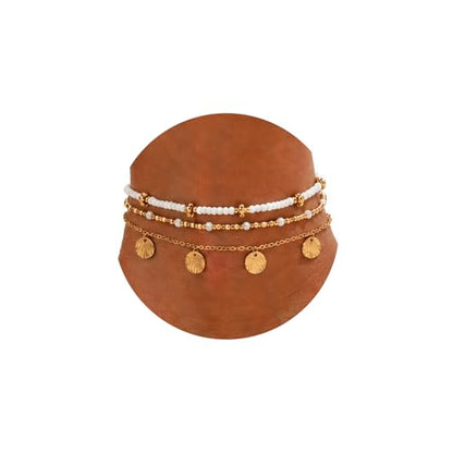 Smilelife Seashell Ankle Bracelets for Women Starfish Bracelets Layered Boho Puka Shell Anklet Cowrie Shell Bracelets Hawaiian Summer Beach Foot Chain Jewelry - color: SeaShell