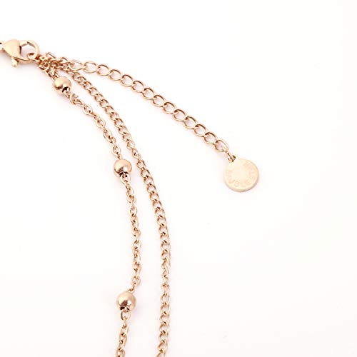 BaubleStar Star Moon Charm Necklace Layering Chain Choker for Women - color: Titanium Steel/Rose Gold