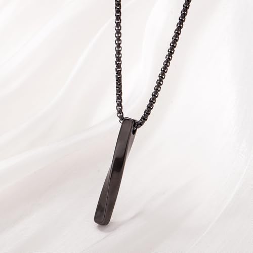 FANASY Natural Gemstone Pendant Necklace for Men Healing Crystal Pendant Adjustable Black Rope Necklace Jewelry Gifts for Women Men - color: Steel-Black