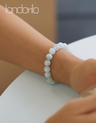 Natural Stone Beaded Bracelets for Men Women, 4mm 6mm 8mm | Healing Crystal, Protection Gemstone, Gift Packaging with Energy Card, Stretch Jewelry, Replacement Beads Included, 18 Stone - color: Aquamarine(Emotional Balance), size: 8mm