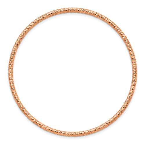 Chisel Polished & Textured Slip-On Bangle in Rose-Tone Stainless Steel, 2mm