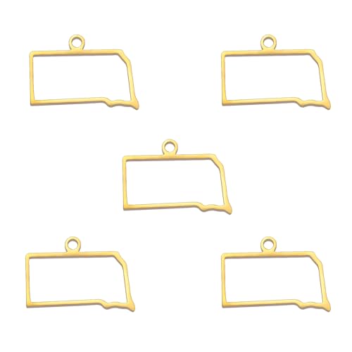 kkjoy 5Pcs Hollow Continents Maps of USA Pendant Charms for Jewelry Making and Crafting, Stainless Steel Mini Charm Craft Supplies Accessories for DIY Bracelet Necklace Earrings - color: Hollow South Dakota Map - Gold
