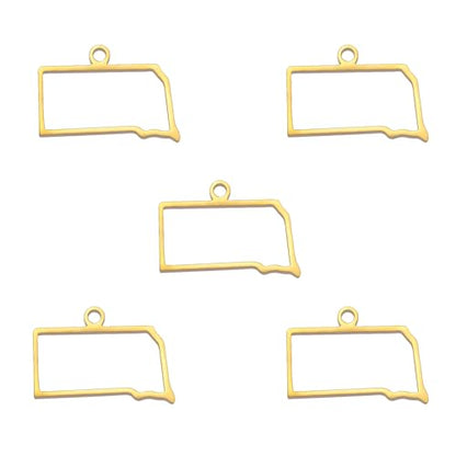 kkjoy 5Pcs Hollow Continents Maps of USA Pendant Charms for Jewelry Making and Crafting, Stainless Steel Mini Charm Craft Supplies Accessories for DIY Bracelet Necklace Earrings - color: Hollow South Dakota Map - Gold