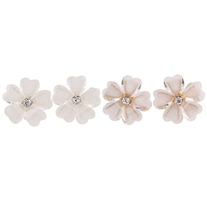 Silver Plated or Gold Plated Opal Flower Shape Clip on Earrings Non Piercing for Women - color: Gold