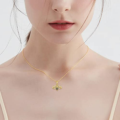 VONALA Gold Bee Pendant Necklace 925 Sterling Silver Bumblebee Jewelry Birthday Gifts for Women Daughter - style: Bee