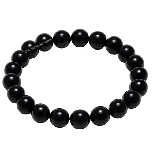 Amazing Gemstone Black Tourmaline Crystal Bracelet for Women Men's Gifts - Protection Healing Crystal Bracelet - 8mm Gemstone Beaded Stretchable Bracelet Pulseras Para Hombres Mujer Stocking Stuffers Mothers Day Gift - color: Black Tourmaline