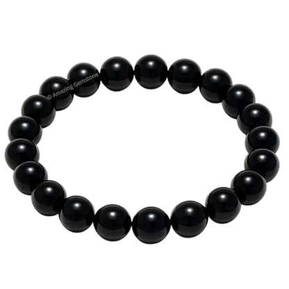 Amazing Gemstone Black Tourmaline Crystal Bracelet for Women Men's Gifts - Protection Healing Crystal Bracelet - 8mm Gemstone Beaded Stretchable Bracelet Pulseras Para Hombres Mujer Stocking Stuffers Mothers Day Gift - color: Black Tourmaline