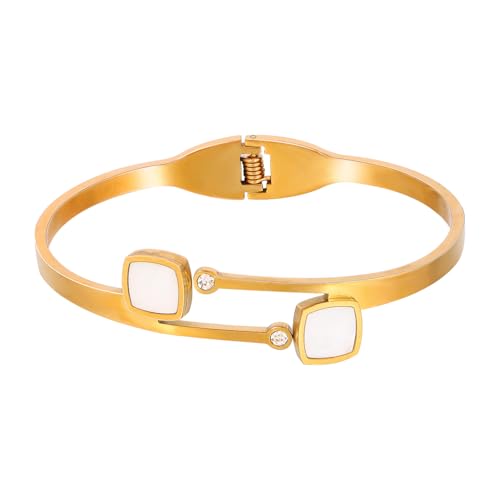 Eigso 13MM Large Gold Plated Chunky Bracelet Bangle for Women Men Trendy Thick Arc Shape Open Cuff Bangles Bracelets for Woman Man - color: Gold-4MM1