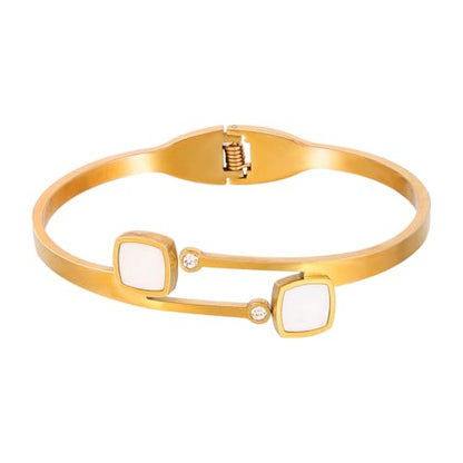 Eigso 13MM Large Gold Plated Chunky Bracelet Bangle for Women Men Trendy Thick Arc Shape Open Cuff Bangles Bracelets for Woman Man - color: Gold-4MM1