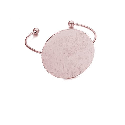 AOCHEE Geometric Circle Bangle Open Brushed Big Round Cuff Wire Bangle Punk Bracelet for Women - color: Rose Gold