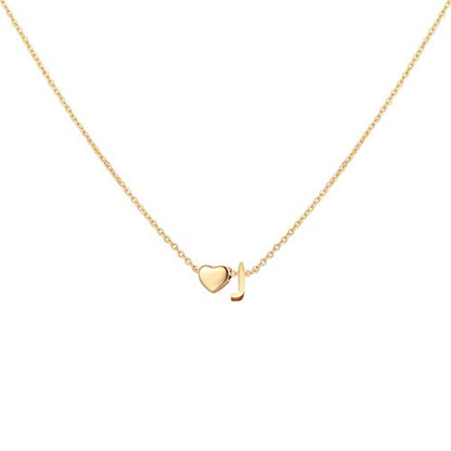 Glimmerst Initial Heart Necklace 18K Gold Plated Stainless Steel Tiny Heart Letter Necklace Personalized Monogram Name Necklace for Women - style: J