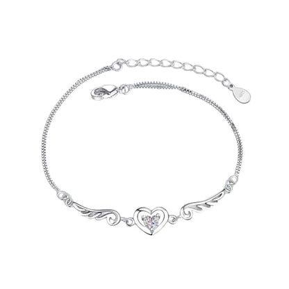 925 Sterling Silver Bracelets for Women Adjustable Love Heart Charm Chain Bracelets Fashion Jewelry Valentine's Day Gifts for Your Lover - color: 4-White