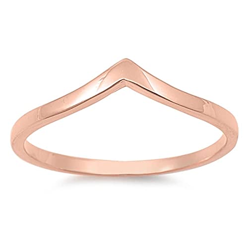 CHOOSE YOUR COLOR Sterling Silver Chevron Thumb Ring - color: Rose Gold-Tone